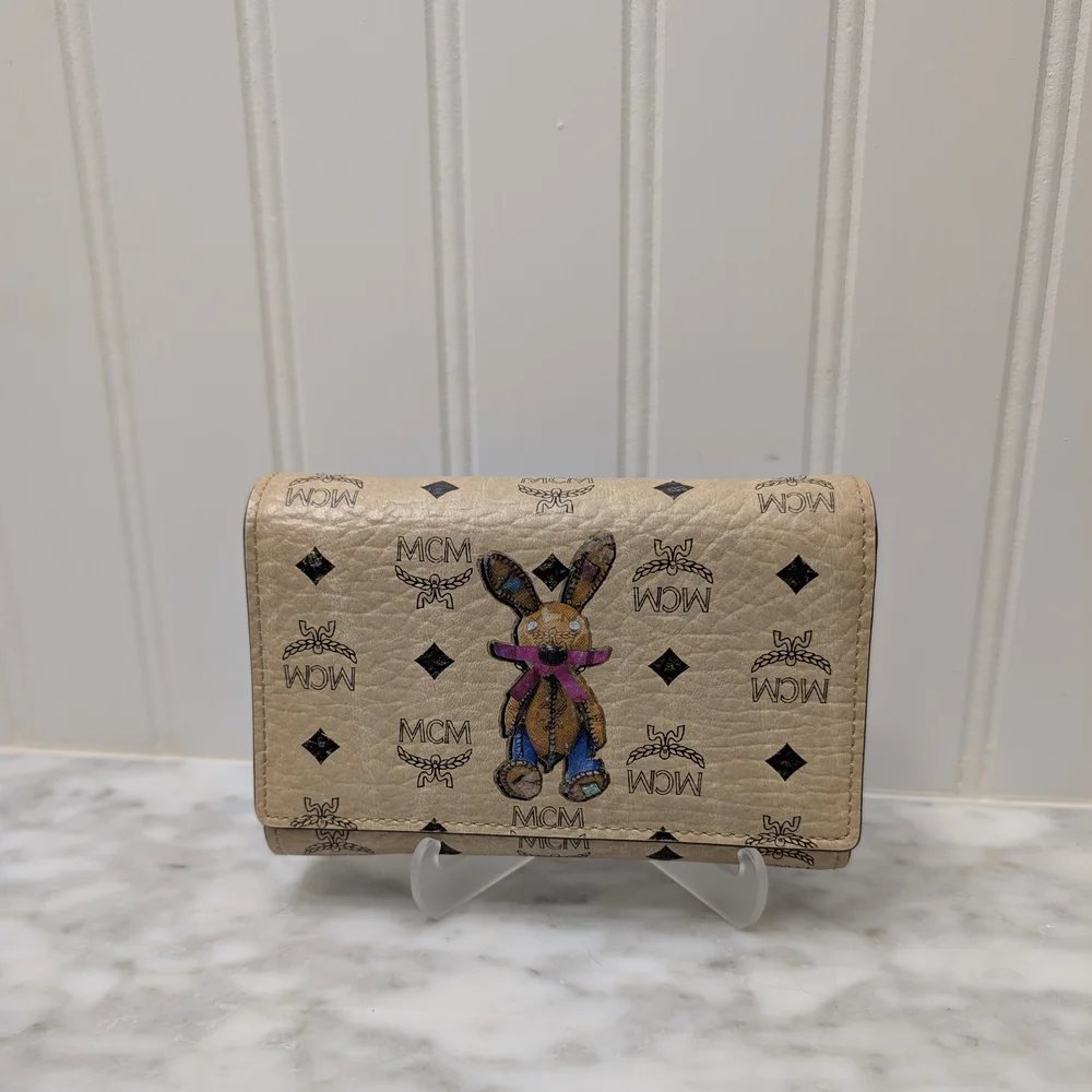 Authentic Limited Edition MCM Visetos Bunny Trifold Wallet